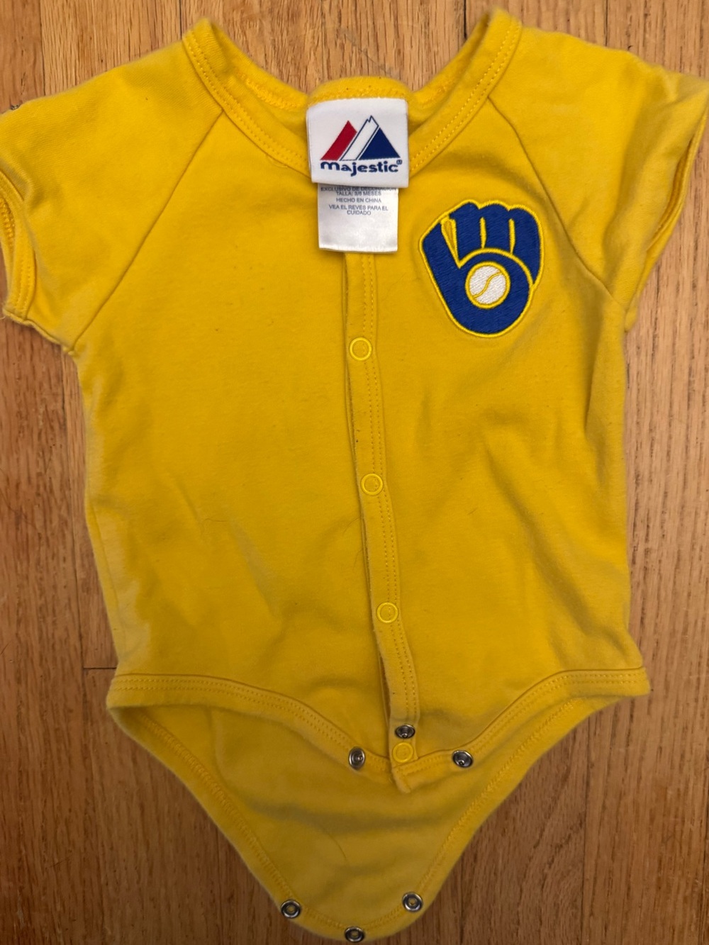 Milwaukee Brewers Majestic Yellow Baby One-Piece Bodysuit